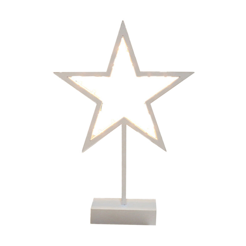 Kids LED Nightstand Lamp - Geometric Battery Operated Table Light in White