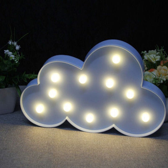 Cloud Shaped LED Nightstand Lamp for Kids' Bedroom - Battery Powered Plastic Lighting