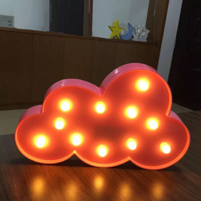 Cloud Shaped LED Nightstand Lamp for Kids' Bedroom - Battery Powered Plastic Lighting