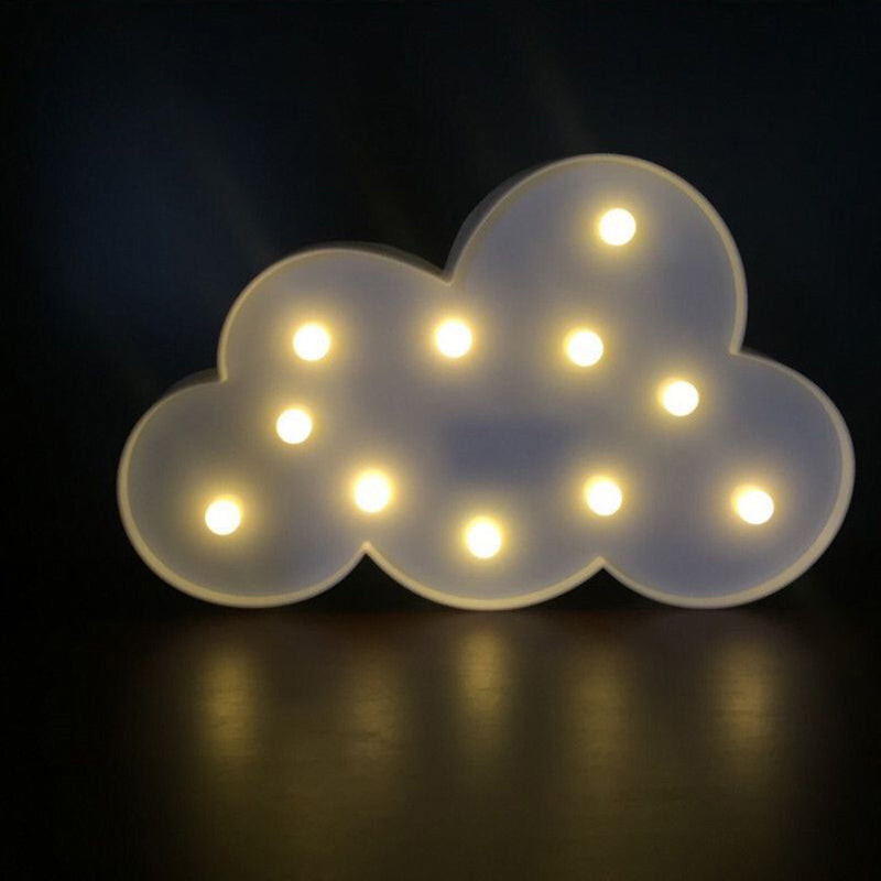 Cloud Shaped LED Nightstand Lamp for Kids' Bedroom - Battery Powered Plastic Lighting