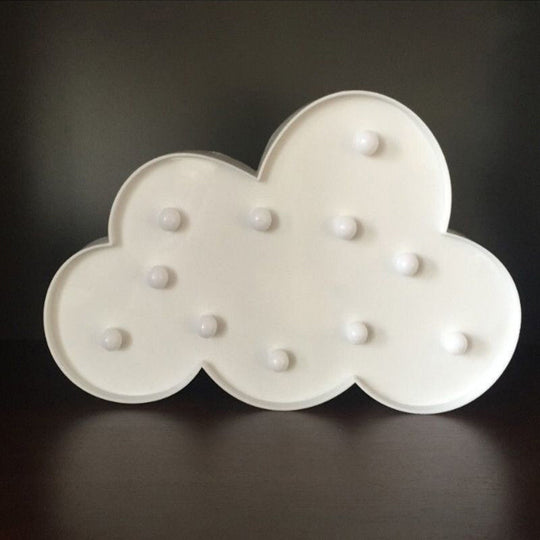 Cloud Shaped LED Nightstand Lamp for Kids' Bedroom - Battery Powered Plastic Lighting