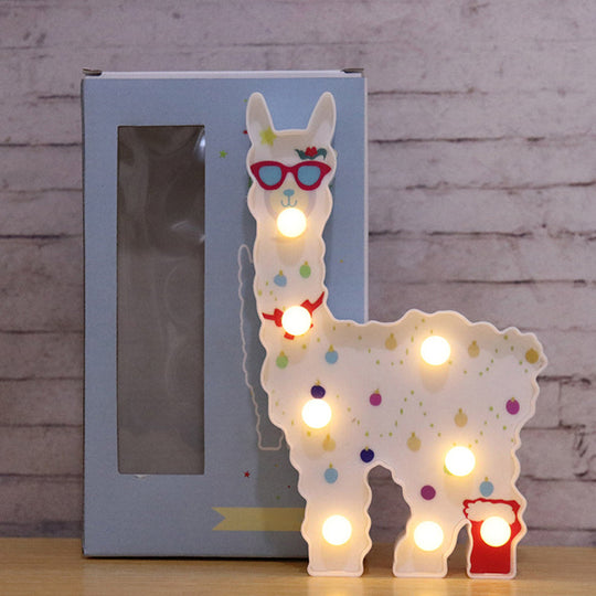 Alpaca LED Table Lamp - Children's White Battery Wall Lighting for Bedroom