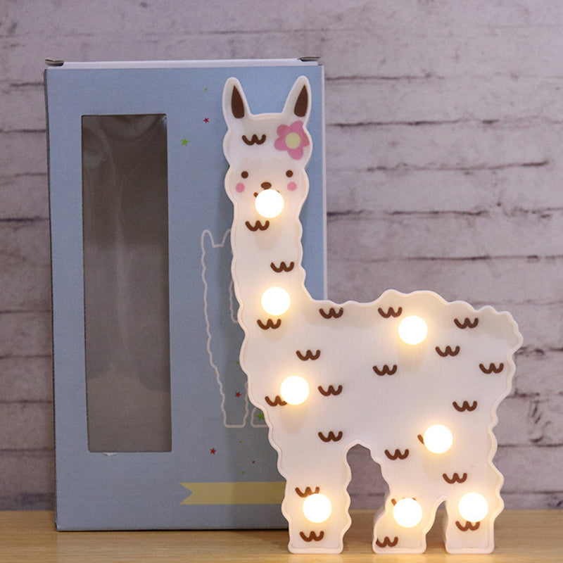 Alpaca LED Table Lamp - Children's White Battery Wall Lighting for Bedroom