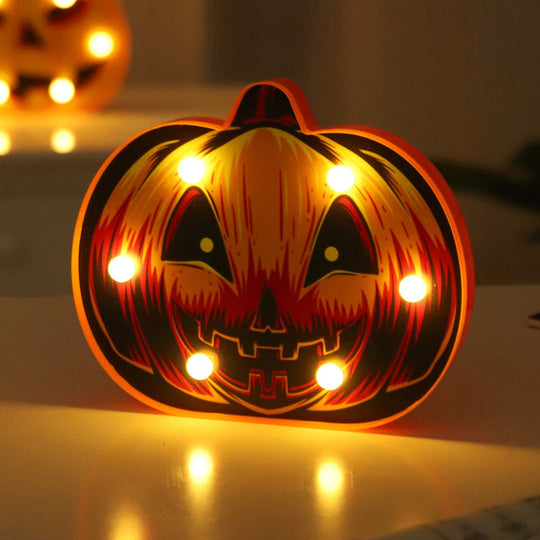 Kids Style Pumpkin Shaped Battery Table Lamp with LED Nightstand Lighting - Plastic Bedroom Decor