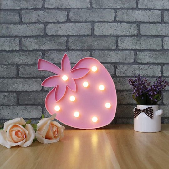 Colorful LED Fruit Shaped Table Lamp for Kids' Bedroom - Battery Operated Nightstand Light