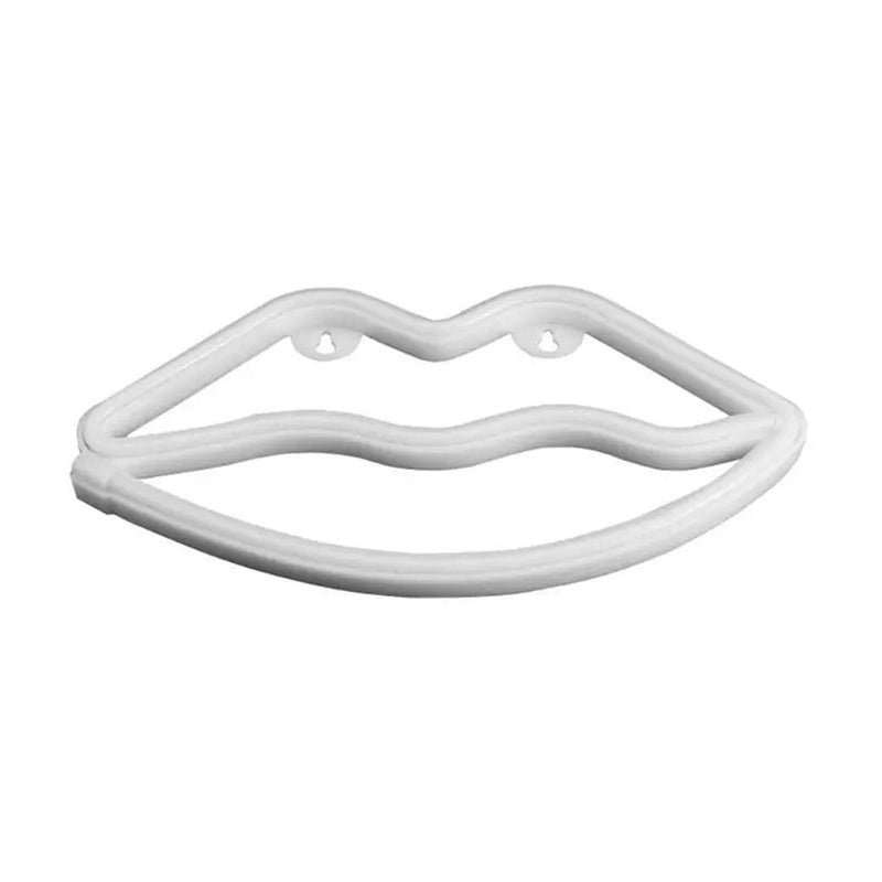 Kids Bedroom Lip Shaped Neon Wall Light – Battery Powered LED Plastic Art, White