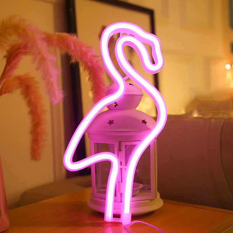 Cartoon LED Neon Night Light: Fun Art Decor with Battery Wall Lighting