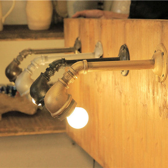 Pipe Design Exposed Bulb Wall Sconce in Black/Bronze Finish