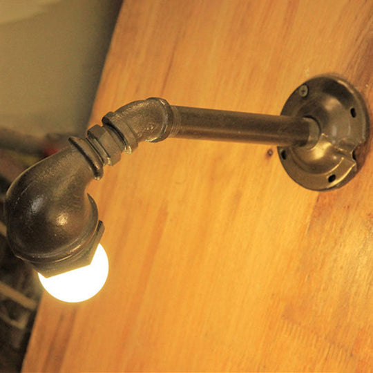 Pipe Design Exposed Bulb Wall Sconce in Black/Bronze Finish