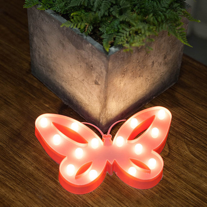 Kids' Bedroom LED Animal Nightlight - Pink Plastic Battery-Operated Lamp  with Fun Animal Shape