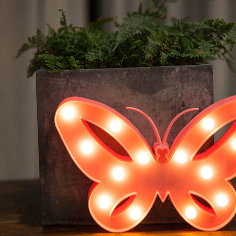 Kids' Bedroom LED Animal Nightlight - Pink Plastic Battery-Operated Lamp  with Fun Animal Shape