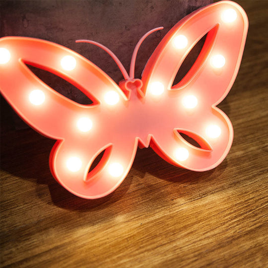 Kids' Bedroom LED Animal Nightlight - Pink Plastic Battery-Operated Lamp  with Fun Animal Shape