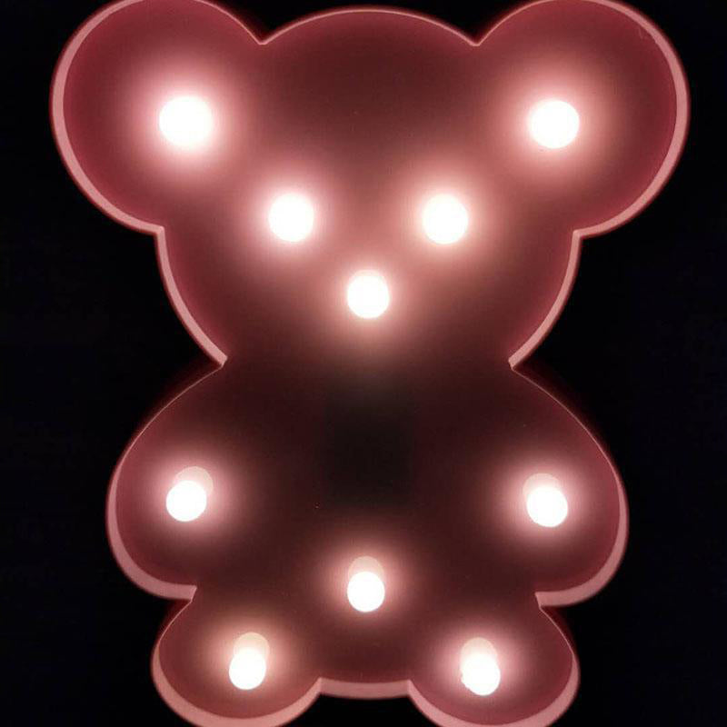 Kids' Bedroom LED Animal Nightlight - Pink Plastic Battery-Operated Lamp  with Fun Animal Shape