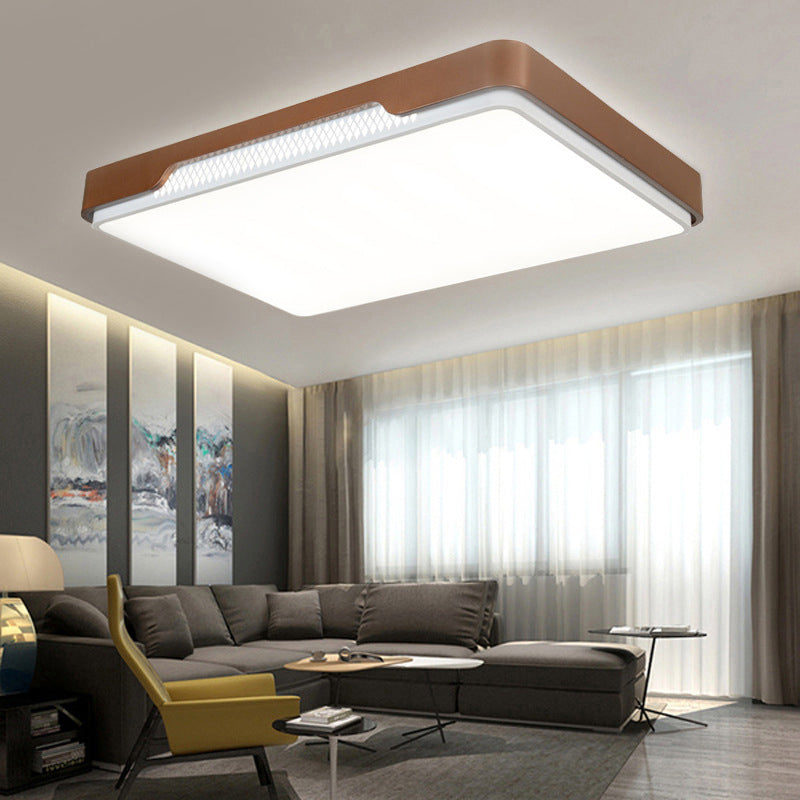 Modern Acrylic Flush Mount Light Fixture - Brown, Rectangular, 20.5"/36.5"/45", Warm/White Light