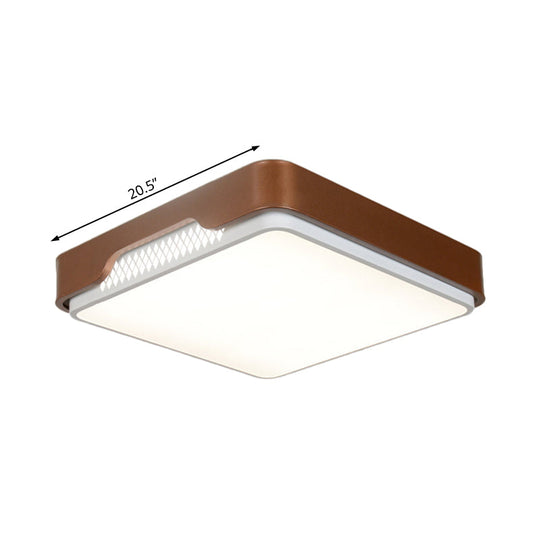Modern Acrylic Flush Mount Light Fixture - Brown, Rectangular, 20.5"/36.5"/45", Warm/White Light