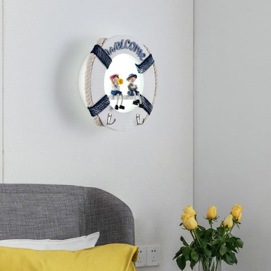 Modern Circle LED Wall Light for Kids Room - Metallic Wall Mount Fixture