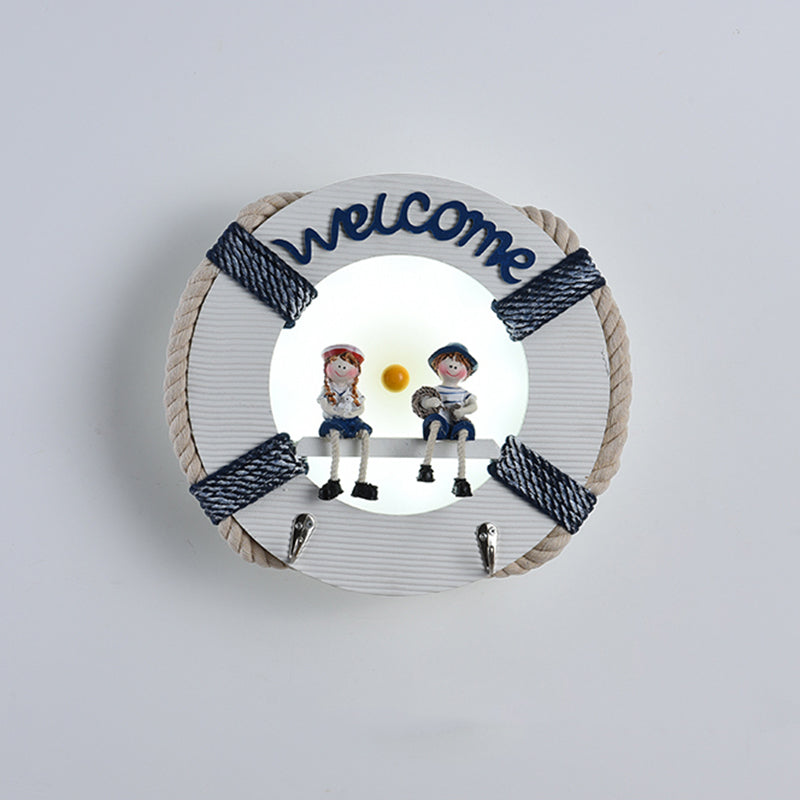 Modern Circle LED Wall Light for Kids Room - Metallic Wall Mount Fixture