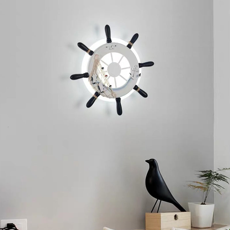 Kids LED Wall Light Fixture with White Shade for Kindergarten and Play Areas