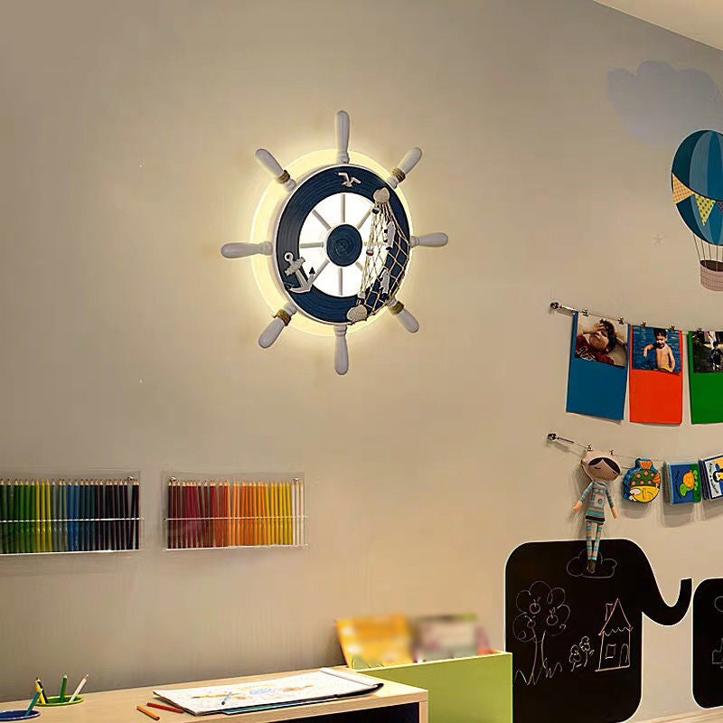 Kids LED Wall Light Fixture with White Shade for Kindergarten and Play Areas