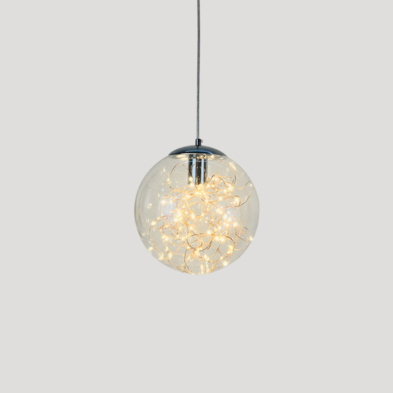 Sleek Geometric LED Pendant Light Suspension Fixture with Clear Glass for a Stunning Bedroom Ambiance