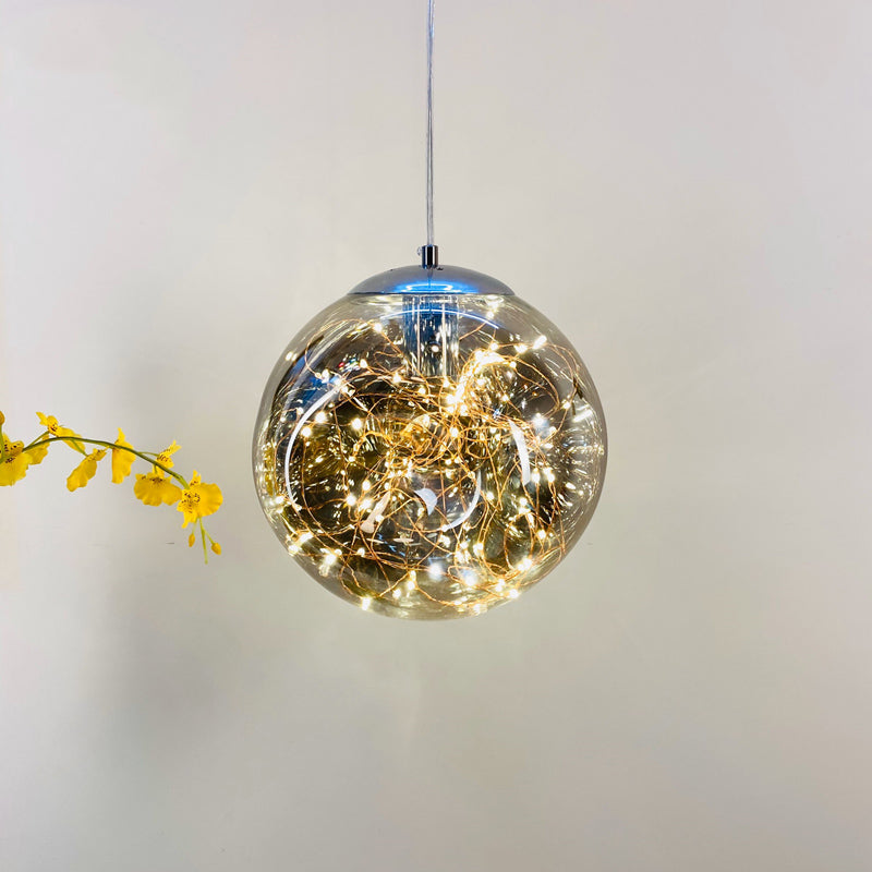 Sleek Geometric LED Pendant Light Suspension Fixture with Clear Glass for a Stunning Bedroom Ambiance