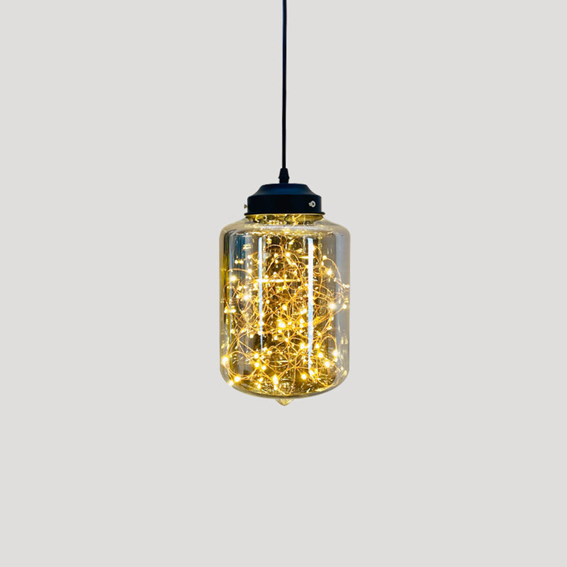 Sleek Geometric LED Pendant Light Suspension Fixture with Clear Glass for a Stunning Bedroom Ambiance