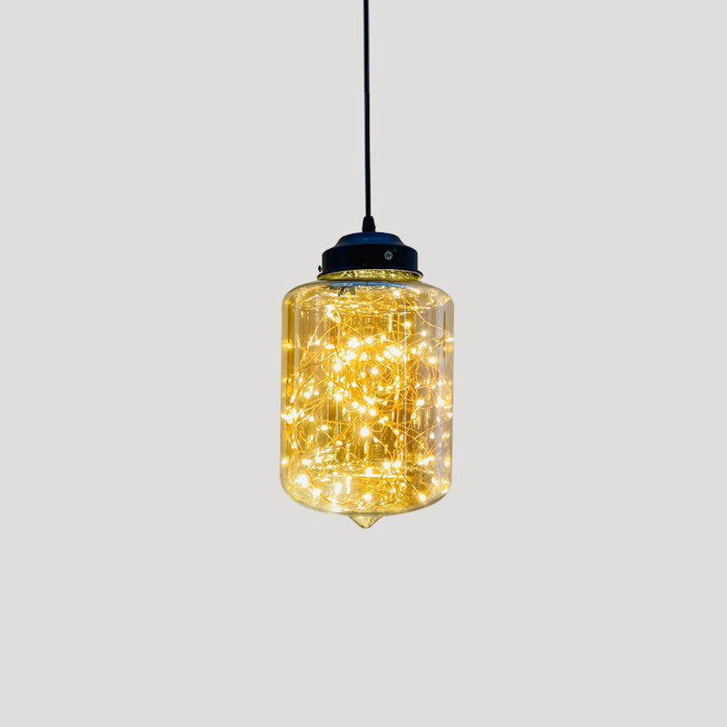Sleek Geometric LED Pendant Light Suspension Fixture with Clear Glass for a Stunning Bedroom Ambiance