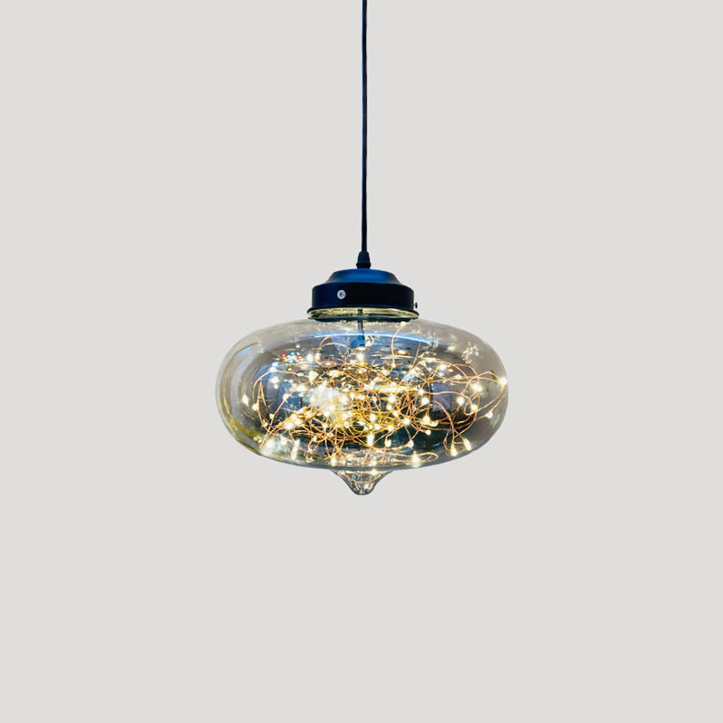 Sleek Geometric LED Pendant Light Suspension Fixture with Clear Glass for a Stunning Bedroom Ambiance