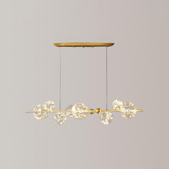 Contemporary LED Chandelier Pendant Light with Clear Glass Ball Shape in Gold