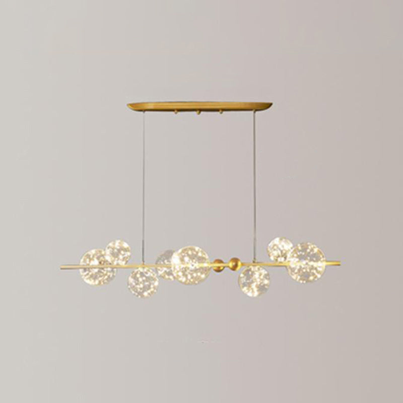 Contemporary LED Chandelier Pendant Light with Clear Glass Ball Shape in Gold