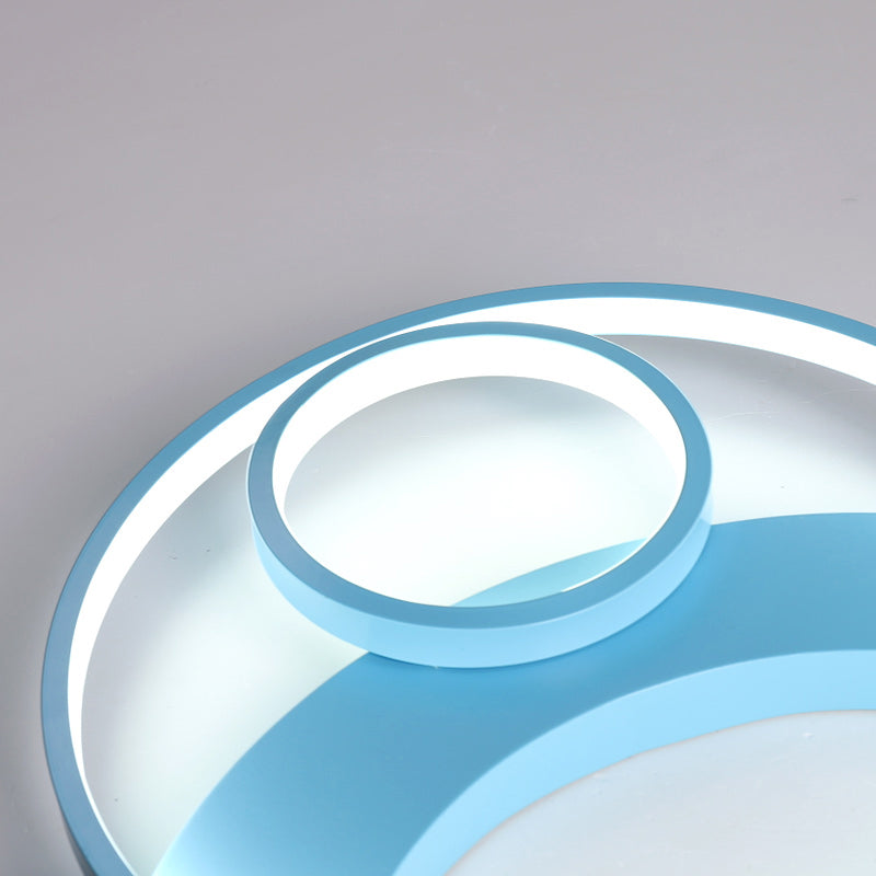 16"/19.5" Bear Shaped Ceiling Light for Kids Bedroom - LED Silicone Flush Mount Lamp in Blue/Pink, Warm/White