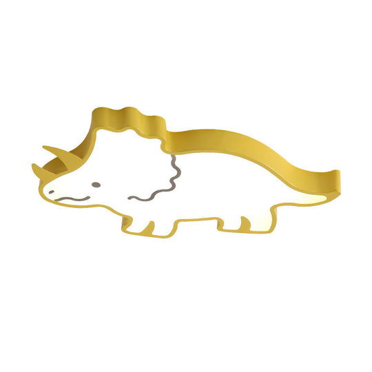 Dinosaur Design Kids LED Flushmount Lighting for Children's Room - Yellow/White Flush Pendant Light with Warm/White Light
