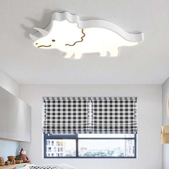 Dinosaur Design Kids LED Flushmount Lighting for Children's Room - Yellow/White Flush Pendant Light with Warm/White Light