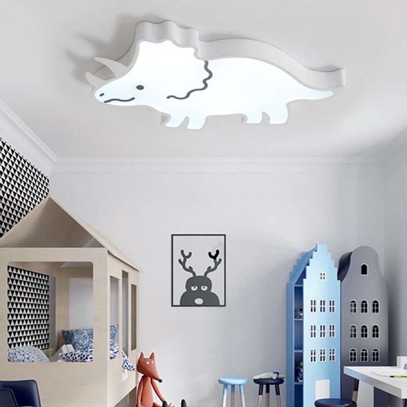 Dinosaur Design Kids LED Flushmount Lighting for Children's Room - Yellow/White Flush Pendant Light with Warm/White Light