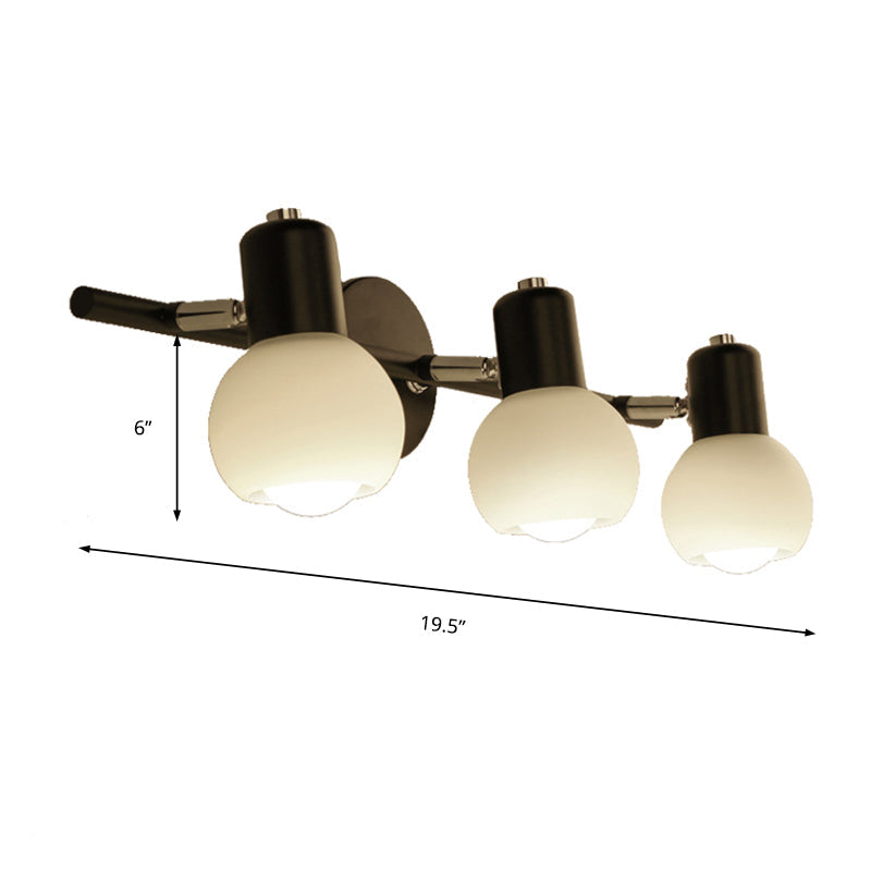 Frosted Glass Vanity Lighting - Traditional Style - 2/3 Lights - Bathroom Wall Lamp - Black