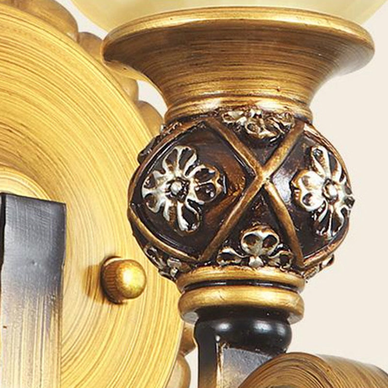 Traditional Gold Frosted Glass Vanity Light Fixture - 1/2/3 Lights, Cup Shape/Bell, Bathroom Wall Lighting