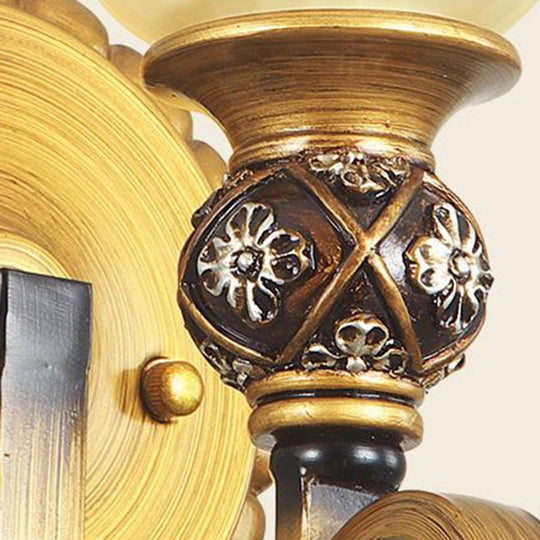 Traditional Gold Frosted Glass Vanity Light Fixture - 1/2/3 Lights, Cup Shape/Bell, Bathroom Wall Lighting