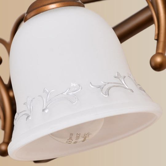 Classic Bell Bathroom Wall Light Fixture with Frosted Glass, 2/3/4 Lights - Red Brown Makeup Lighting