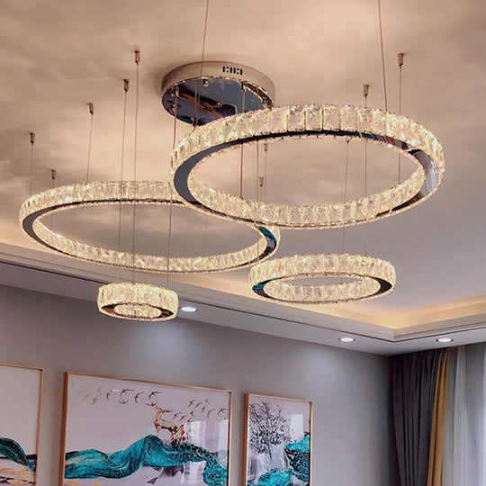 Stainless-Steel LED Crystal Ceiling Light for Modern Living Room Décor