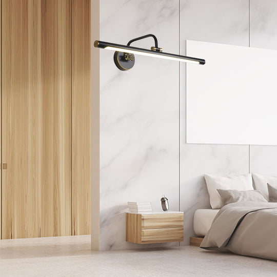 LED Wall Light Fixture in Black/Antique Brass with Traditional Metal Linear Design - White/Warm/Natural Light, 14"/18"/23" Width