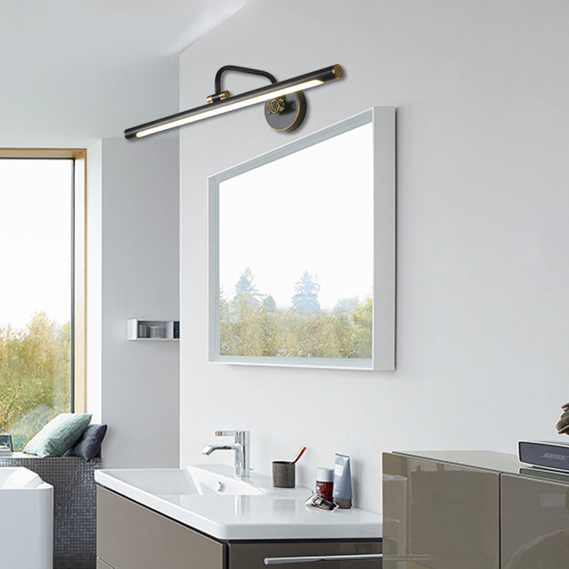 LED Wall Light Fixture in Black/Antique Brass with Traditional Metal Linear Design - White/Warm/Natural Light, 14"/18"/23" Width