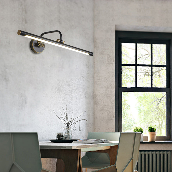 LED Wall Light Fixture in Black/Antique Brass with Traditional Metal Linear Design - White/Warm/Natural Light, 14"/18"/23" Width