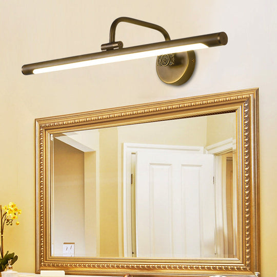 LED Wall Light Fixture in Black/Antique Brass with Traditional Metal Linear Design - White/Warm/Natural Light, 14"/18"/23" Width