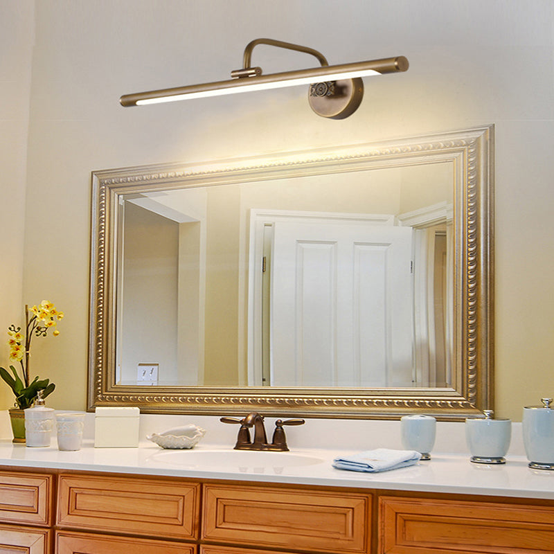 LED Wall Light Fixture in Black/Antique Brass with Traditional Metal Linear Design - White/Warm/Natural Light, 14"/18"/23" Width