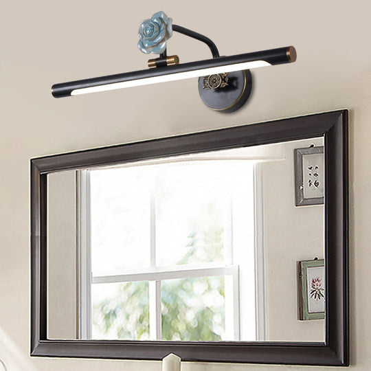 Black/Antique Brass LED Bathroom Sconce - Classic Metal Vanity Light Fixture in White/Warm/Natural Light - Available in 14"/18"/23" Sizes