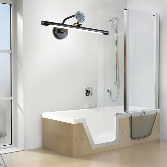 Black/Antique Brass LED Bathroom Sconce - Classic Metal Vanity Light Fixture in White/Warm/Natural Light - Available in 14"/18"/23" Sizes