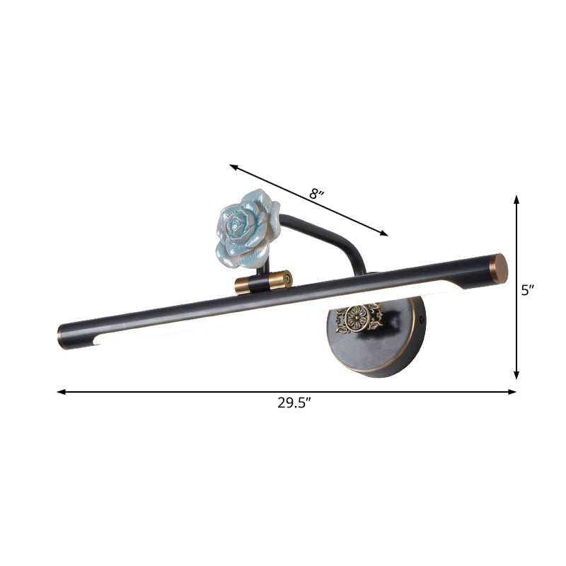 Black/Antique Brass LED Bathroom Sconce - Classic Metal Vanity Light Fixture in White/Warm/Natural Light - Available in 14"/18"/23" Sizes