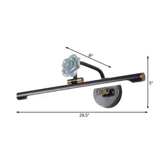 Black/Antique Brass LED Bathroom Sconce - Classic Metal Vanity Light Fixture in White/Warm/Natural Light - Available in 14"/18"/23" Sizes