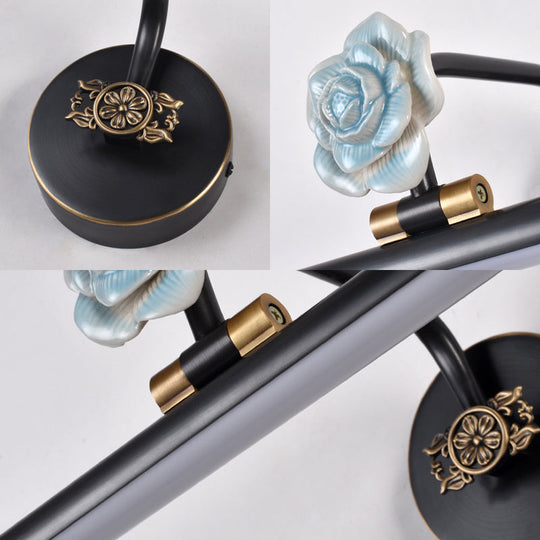 Black/Antique Brass LED Bathroom Sconce - Classic Metal Vanity Light Fixture in White/Warm/Natural Light - Available in 14"/18"/23" Sizes