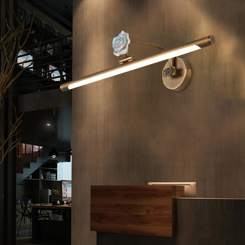 Black/Antique Brass LED Bathroom Sconce - Classic Metal Vanity Light Fixture in White/Warm/Natural Light - Available in 14"/18"/23" Sizes